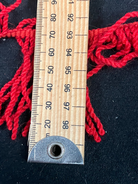 Natural Mohair Fringing in Red 70mm width sold by the meter